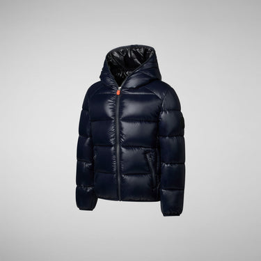 Boy's Artie Hooded Puffer Jacket in Blue Black