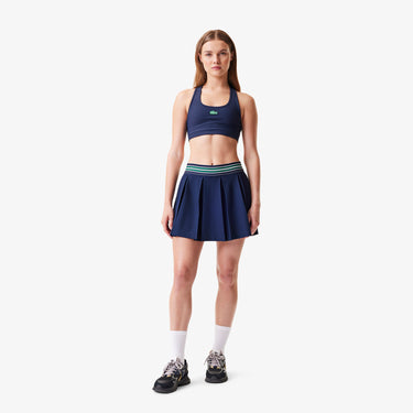 Women's Piqué Tennis Skirt with Built-In Shorts Navy Blue
