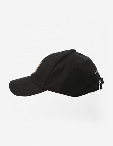 Large Fox Head Embroidery 6p Cap Black