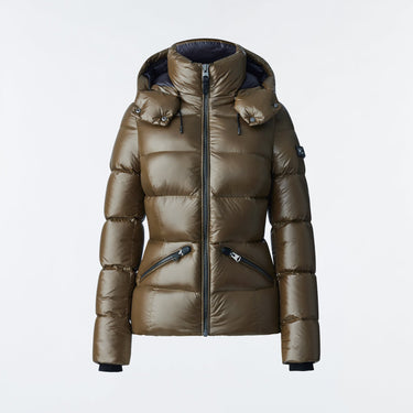 MADALYN lustrous light down jacket with hood for ladies Light Camel