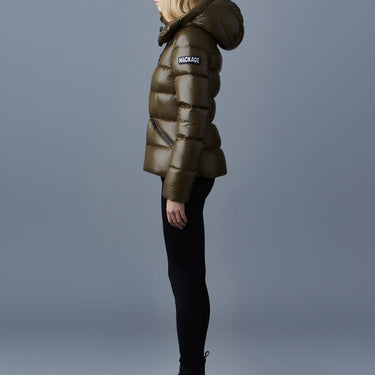 MADALYN lustrous light down jacket with hood for ladies Light Camel