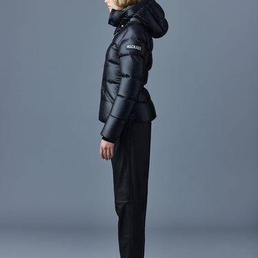 MADALYN lustrous light down jacket with hood for ladies Black