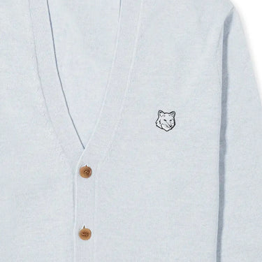 Men's Bold Fox Head Patch Regular Cardigan Light Blue Melange