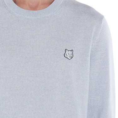 Men's Bold Fox Head Patch Regular Jumper Light Blue Melange
