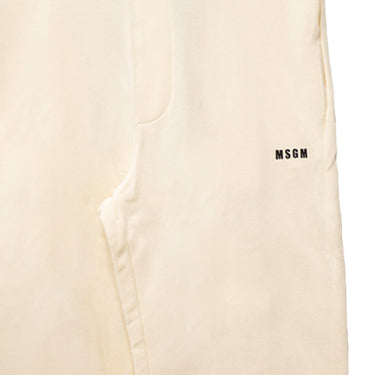 Men's Msgm Micrologo Print Fleece Pants Off White