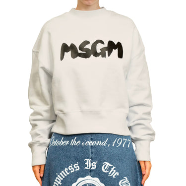 Msgm Brush Print Sweatshirt Off White
