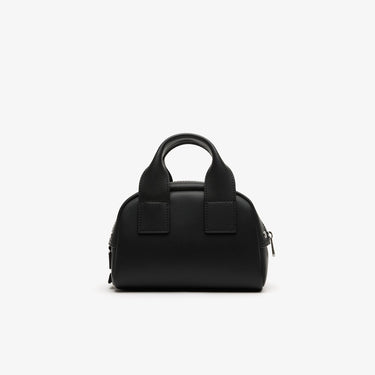 Unisex Lacoste Mini Bowling Bag in Split Calfskin Leather Black