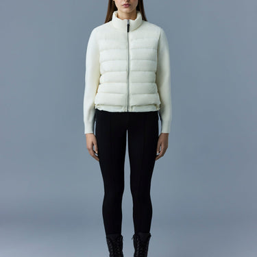 OCEANE Recycled hybrid jacket with rib knit sleeves Cream