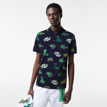 Men's Regular Fit Crocodile Print Polo MARINE/MULTICO