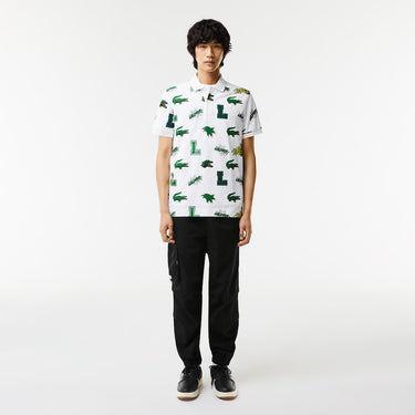 Men's Regular Fit Crocodile Print Polo Blanc/multico