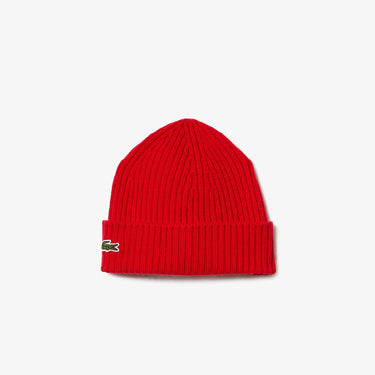 Unisex Ribbed Wool Beanie Red