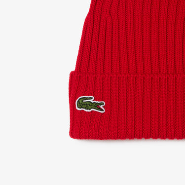 Unisex Ribbed Wool Beanie Red