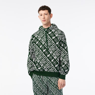 Men's Lacoste x Netflix Loose Fit Organic Cotton Sweatshirt Green/White