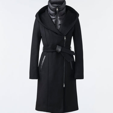SHIA 2-in-1 double-face wool coat with removable bib Black