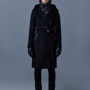 SHIA 2-in-1 double-face wool coat with removable bib Black