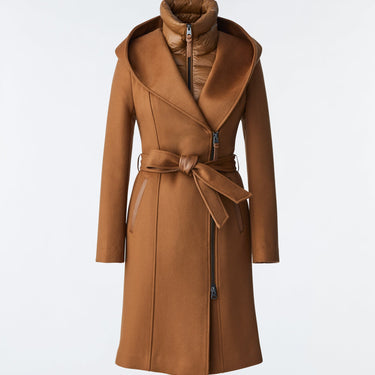 SHIA 2-in-1 double-face wool coat with removable bib Camel
