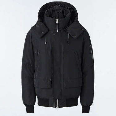 VIGGO Classic Down Bomber Jacket With Removable Hood Black
