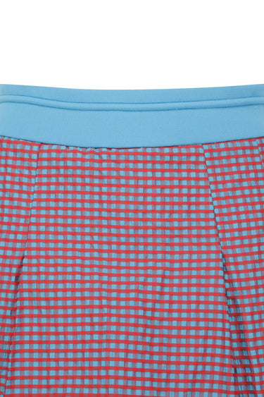 Women's Micro Check Skirt Pants Red