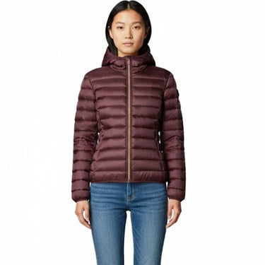 Woman's Alexis Hooded Puffer Jacket in Burgundy Black