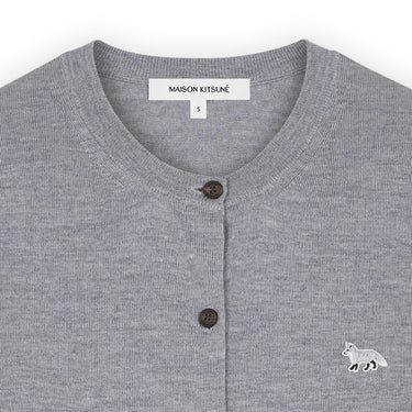 Women's Baby Fox Patch Regular Cardigan Grey Melange