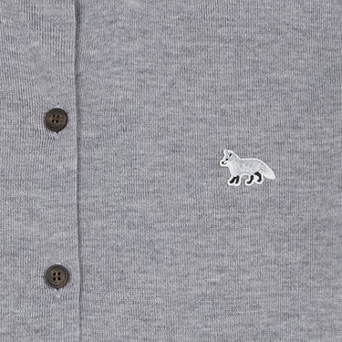 Women's Baby Fox Patch Regular Cardigan Grey Melange