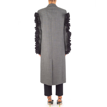 Women's Microcheck Wool Coat Grey