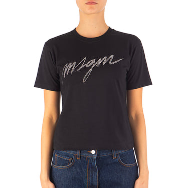 Women's Msgm Crystal Strass T-shirt Black
