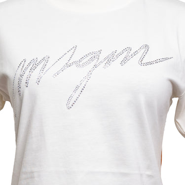 Women's Msgm Crystal Strass T-shirt Cream