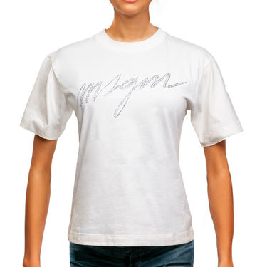 Women's Msgm Crystal Strass T-shirt Cream