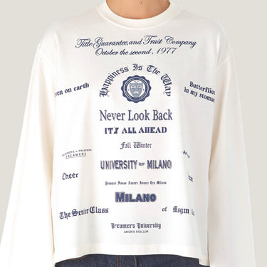 Women's Msgm Long Text Graphic Print T-shirt White