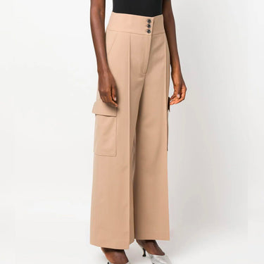Women's high-waisted cargo pants Beige