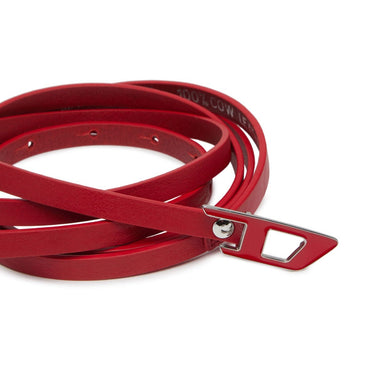 Diesel Women's B-dlogo 10 Slim Double-wrap Leather Belt Fiery Red