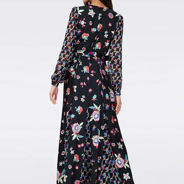 Elliot Long-Sleeve Dress in Mystic Flower Dot and Geo Illusion