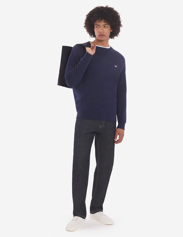 Tricolor Fox Patch Clean Sweatshirt Navy
