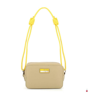 Chantaco Badge Small Matte Pique Leather Shoulder Bag Viennois Guepe Blanc