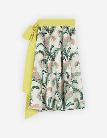 Palm Frond Wrap Midi Skirt Multico Design