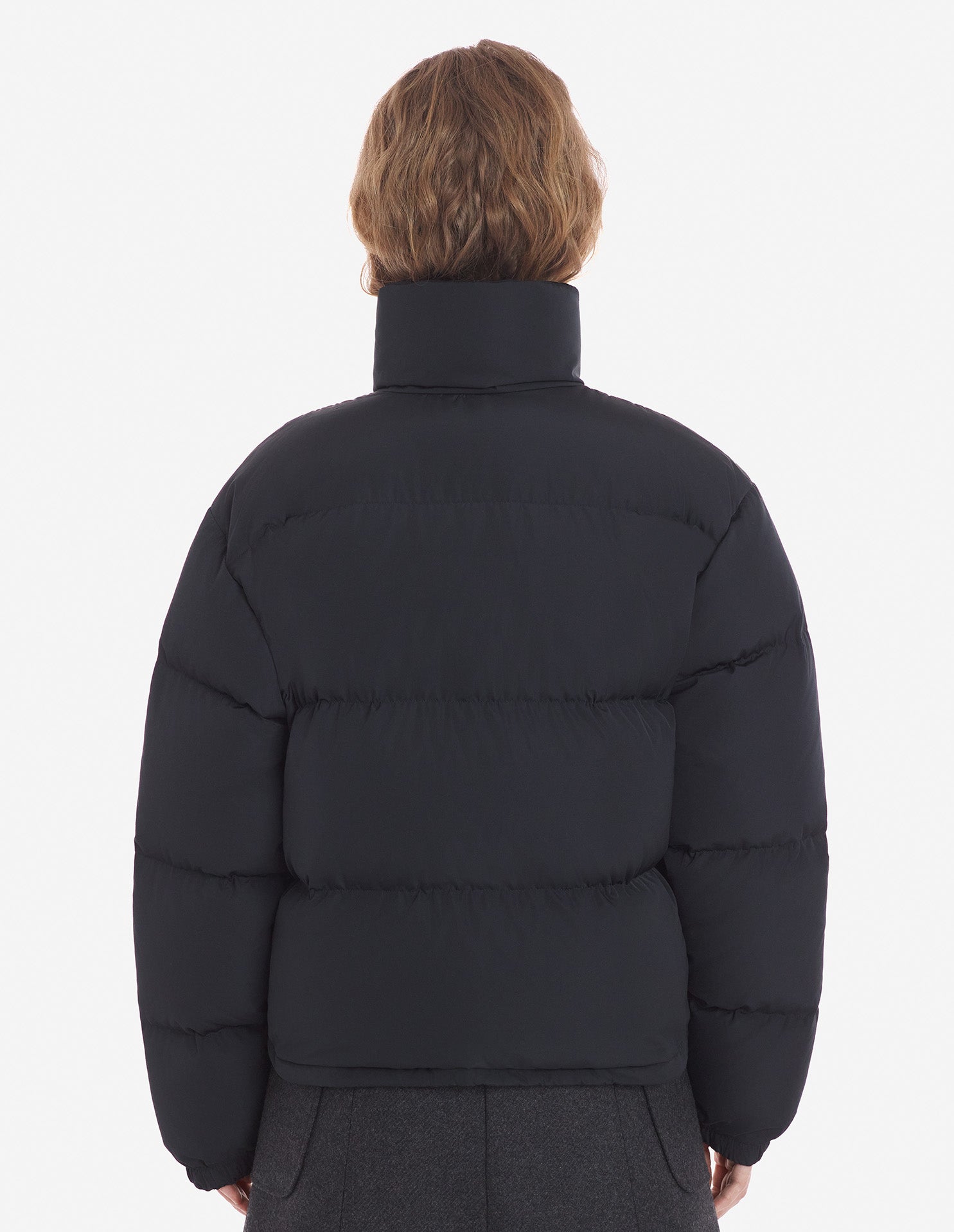 Cropped Puffer In Nylon With Bold Fox Head Patch Black – rue de can