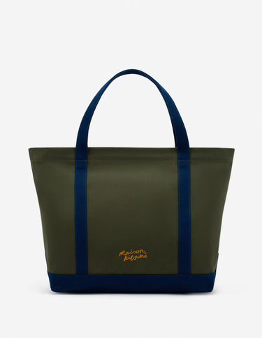 Fox Head Leather Pocket Classic Tote Bag Military Green/ink Blue