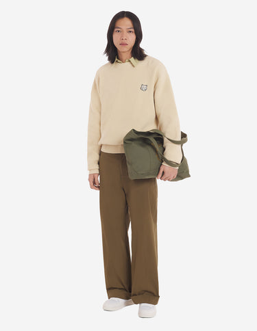 Men's Bold Fox Head Patch Comfort Ribbed Jumper Paper