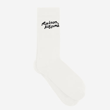 Maison Kitsune Handwriting Socks White