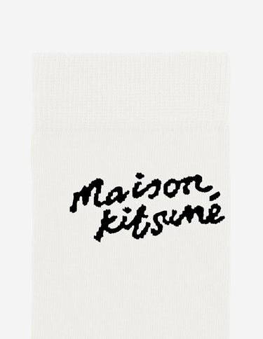 Maison Kitsune Handwriting Socks White