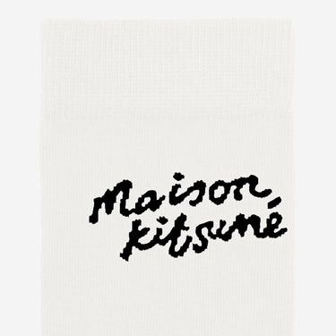 Maison Kitsune Handwriting Socks White