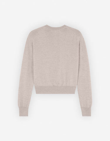 Bold Fox Head Patch Regular Cardigan Light Beige Melange