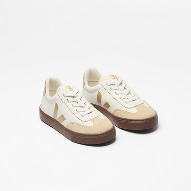 Kids' VOLLEY ELASTIC LACES LEATHER WHITE PLATINE