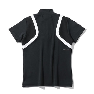 Women's Half-zip Short Sleeved Mock Neck T-shirt Black