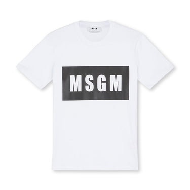 Crew Neck T-shirt With Msgm Box Logo White