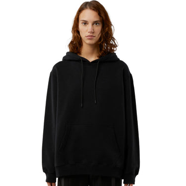 Oversized sweatshirt with a maxi logo print on the hood BLACK