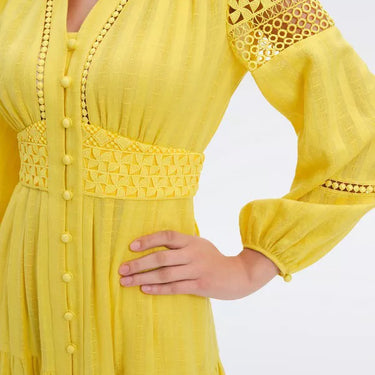 Gigi Cotton Midi Dress Yoke Yellow