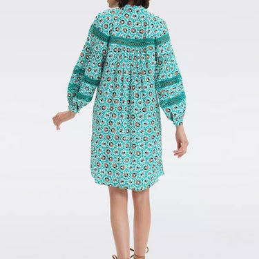 Jessica Mini Dress in Tiny Pebbles Summer Turquoise