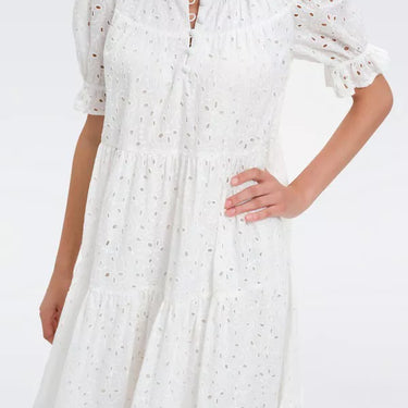 Kramer Cotton Eyelet Midi Dress in White
